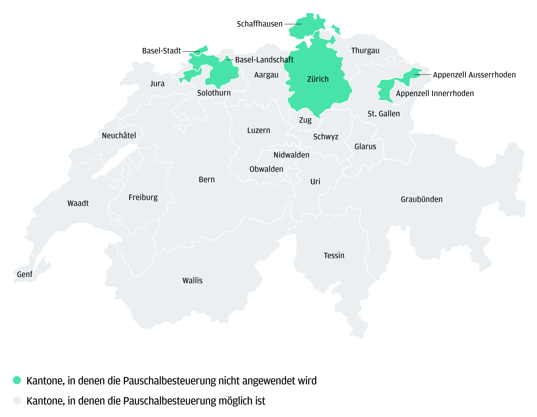 Bild 5: Eine Karte der Pauschalbesteuerung in der Schweiz