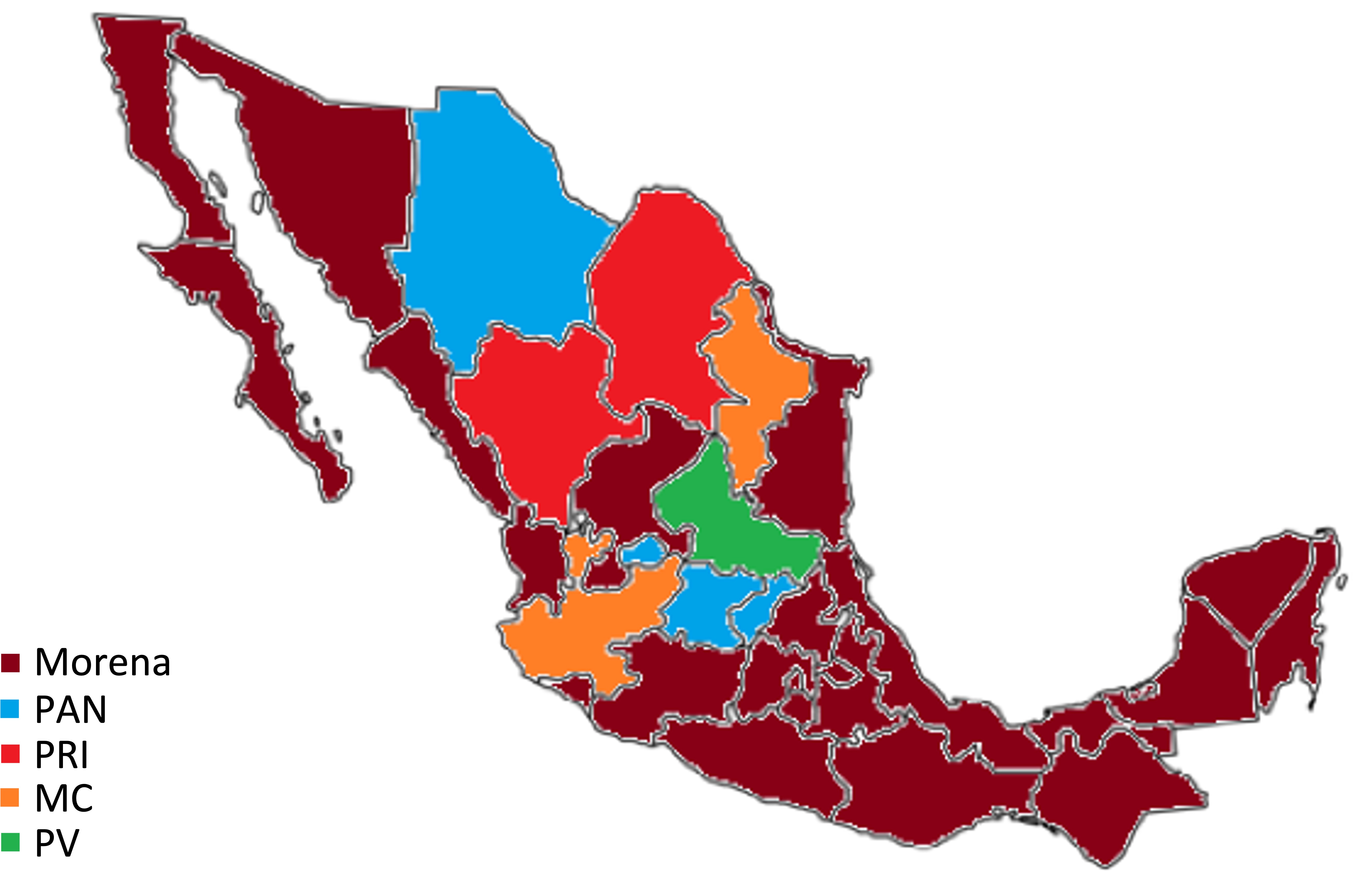 Este gráfico muestra el mapa electoral de México.